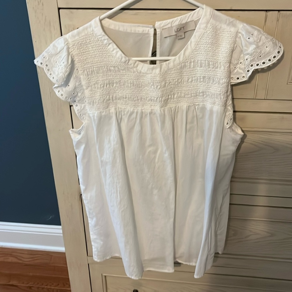 Loft white blouse top size medium